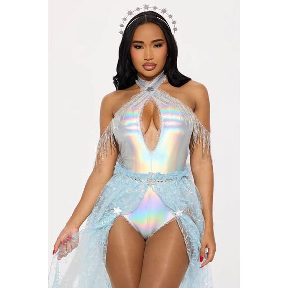 NEW Silver Goddess Constellation Nymph Sexy Halloween Costume Size Small - Picture 2 of 4